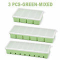 3-Piece Silicone Long Ice Cube Tray Set with Lids | Ice Stick Maker Silicone Ice Tray Set Axl 3 Pcs-Green-Mixed