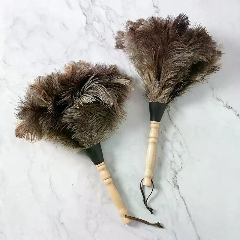 Natural Ostrich Feather Duster with Wooden Handle | Home Cleaning Feather Duster Axl