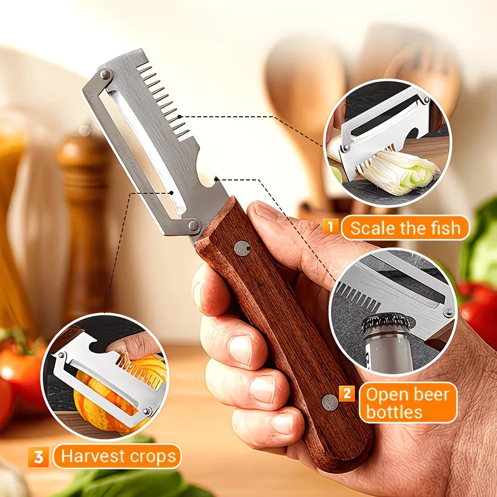 Stainless Steel Peeler with Wooden Handle | Fruit & Veg Kitchen Peeler Axl