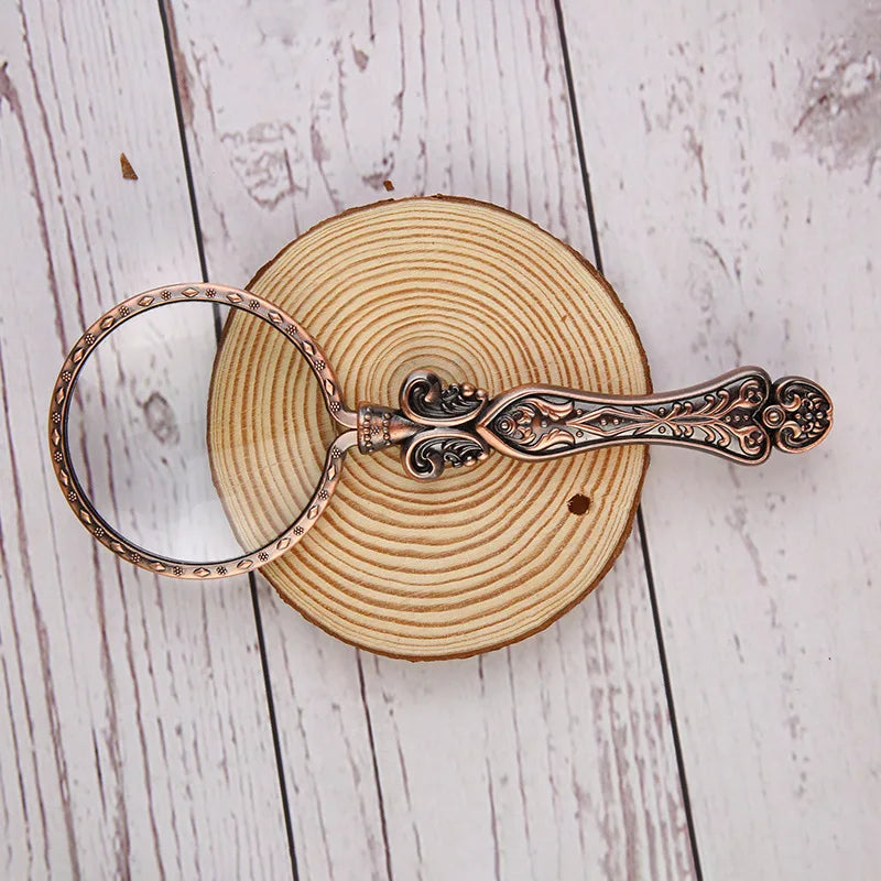 Vintage Metal Handle Handheld Magnifying Glass – Portable Loupe Handheld Magnifying Glass Axl red