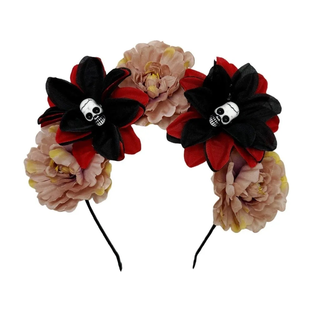 Gothic Skull Flower Headband | Halloween Hair Hoop Costume Halloween Hair Accessory Axl Style 5