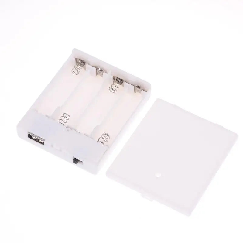 4AA Battery Holder Box with USB Output for LED Strip Lights Battery Holder Case Axl White