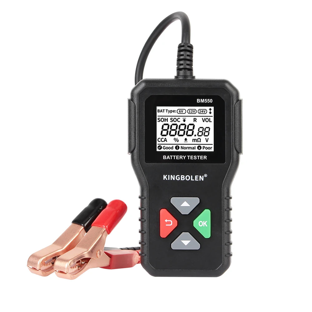 BM550 Car Battery Tester 6V 12V 24V | 100–2000 CCA Analyzer Battery Diagnostic Tester Axl black