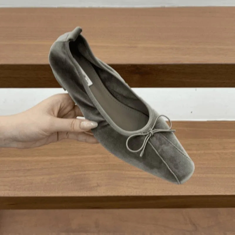 Women's Square Toe Flat Slip-On Shoes – Anti-Slip Dance Flats Women's Flat Shoes Axl 39 GRAY