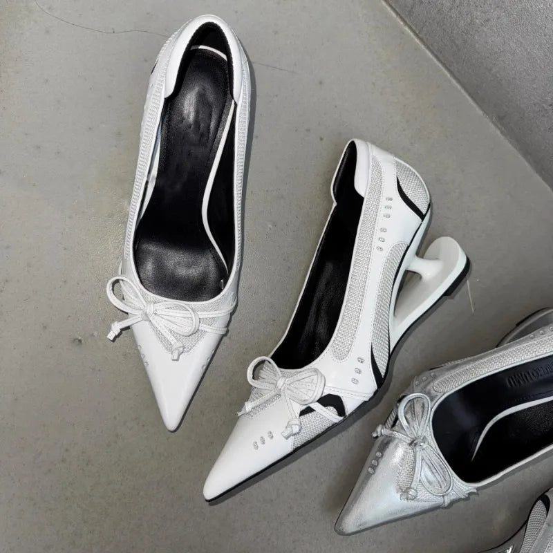 Women's Bow Mary Jane Pumps – Pointed Toe Block Heels Mary Jane Pumps Axl