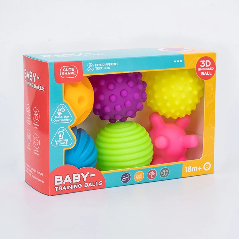 6-Piece Baby Sensory Balls – Textured Infant Rattle Toy Set Baby Sensory Toy Set Axl A4