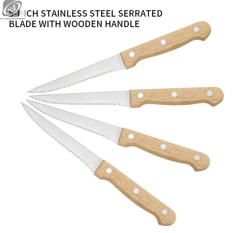 Steak Knife Set 1–8 Pcs | 420 Stainless Steel Wooden Handle Steak Knife Set Axl 4 PCS Steak Knife