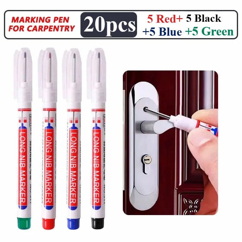 Deep Hole Long Nib Markers 20–40 Pcs | Woodworking Pen Set Deep Hole Marker Set Axl Mixed-20pcs