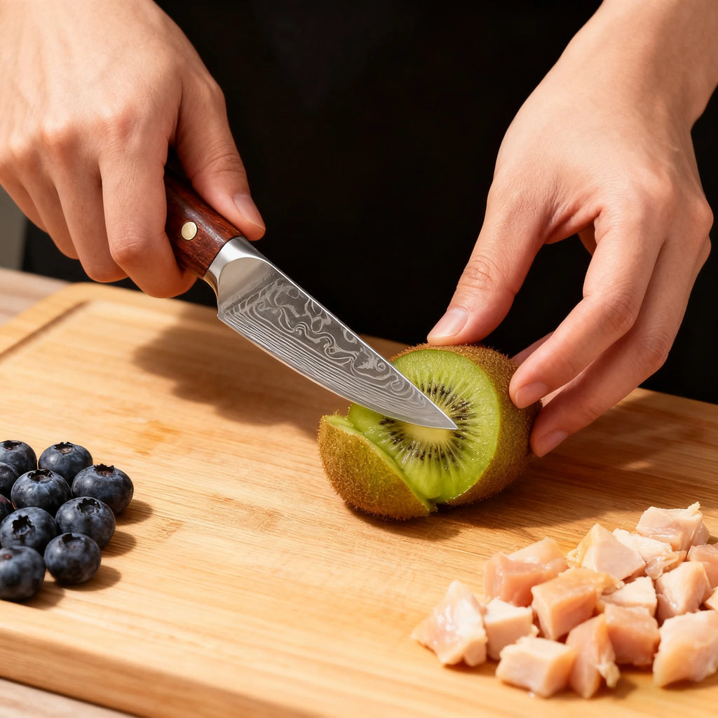 67-Layer Damascus Steel Kitchen Knife – Slicing & Peeling Damascus Kitchen Knife Axl