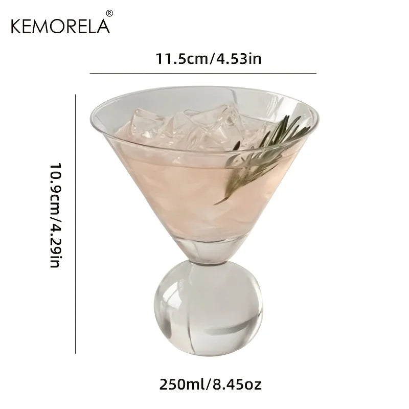 KEMORELA 260ml Beaded Martini Glass – Short Foot Cocktail Cup Cocktail Glass Axl