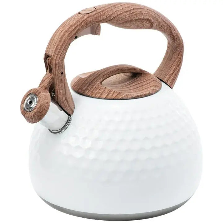 KEMORELA 3L Stainless Steel Whistling Kettle | Hammer Pattern Stovetop Whistling Kettle Axl White 3L
