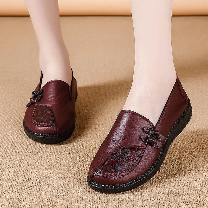 Women's Leather Flat Loafers – Anti-Slip Slip-On Shoes Women's Flat Loafers Axl
