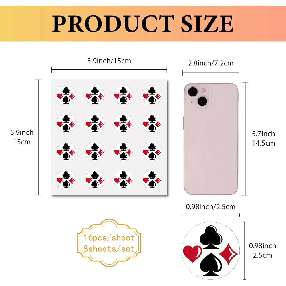 128-Piece Casino Theme Round Dot Stickers – Waterproof Decals Craft Sticker Decals Axl