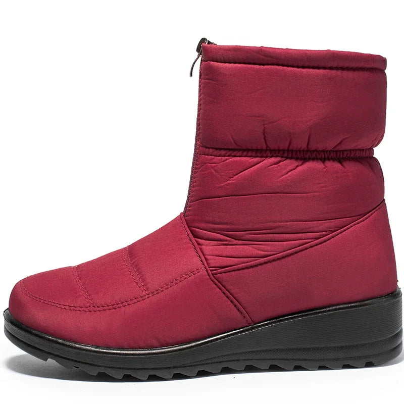 Women's Waterproof Snow Boots – Warm Plush Ankle Zip Boots Women's Snow Boots Axl red 44