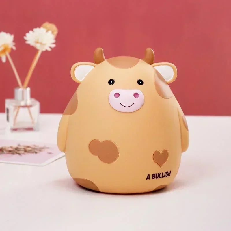 Cartoon Cow Piggy Bank – Resin Calf Coin Savings Box for Kids Kids Piggy Bank Axl