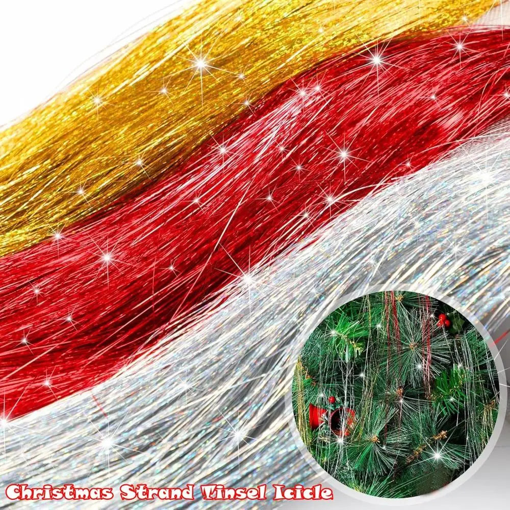 Christmas Tinsel Icicle Strands – Silver & Gold Tree Decor Christmas Tree Tinsel Axl