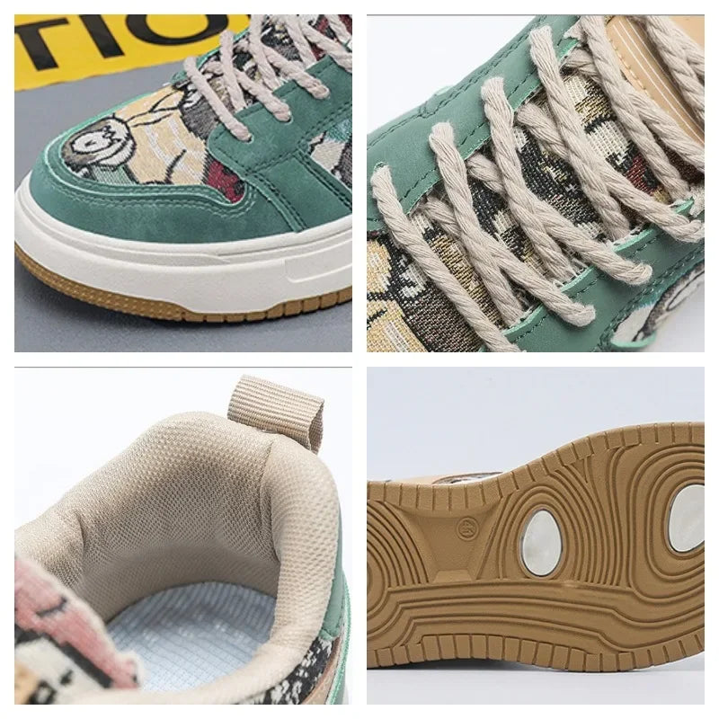 Men's Platform Bear Sneakers – Lace-Up Canvas Skate Shoes Platform Canvas Sneakers Axl