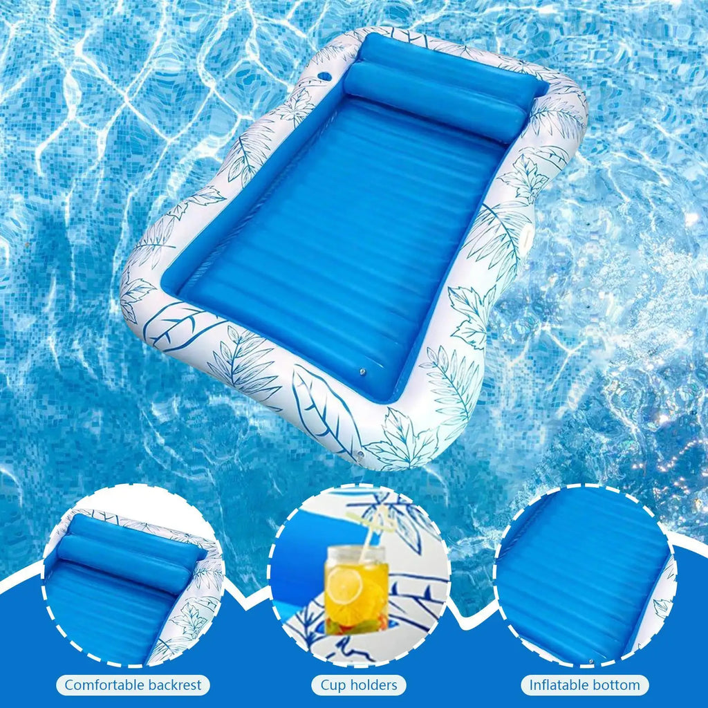 Inflatable Tanning Pool Sunbathing Float Bed with Pillow Inflatable Pool Float Axl