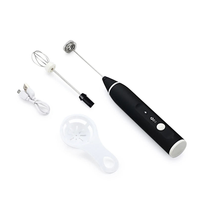 BALASHOV USB Rechargeable Milk Frother – 3-Speed Handheld Whisk Handheld Milk Frother Axl Black