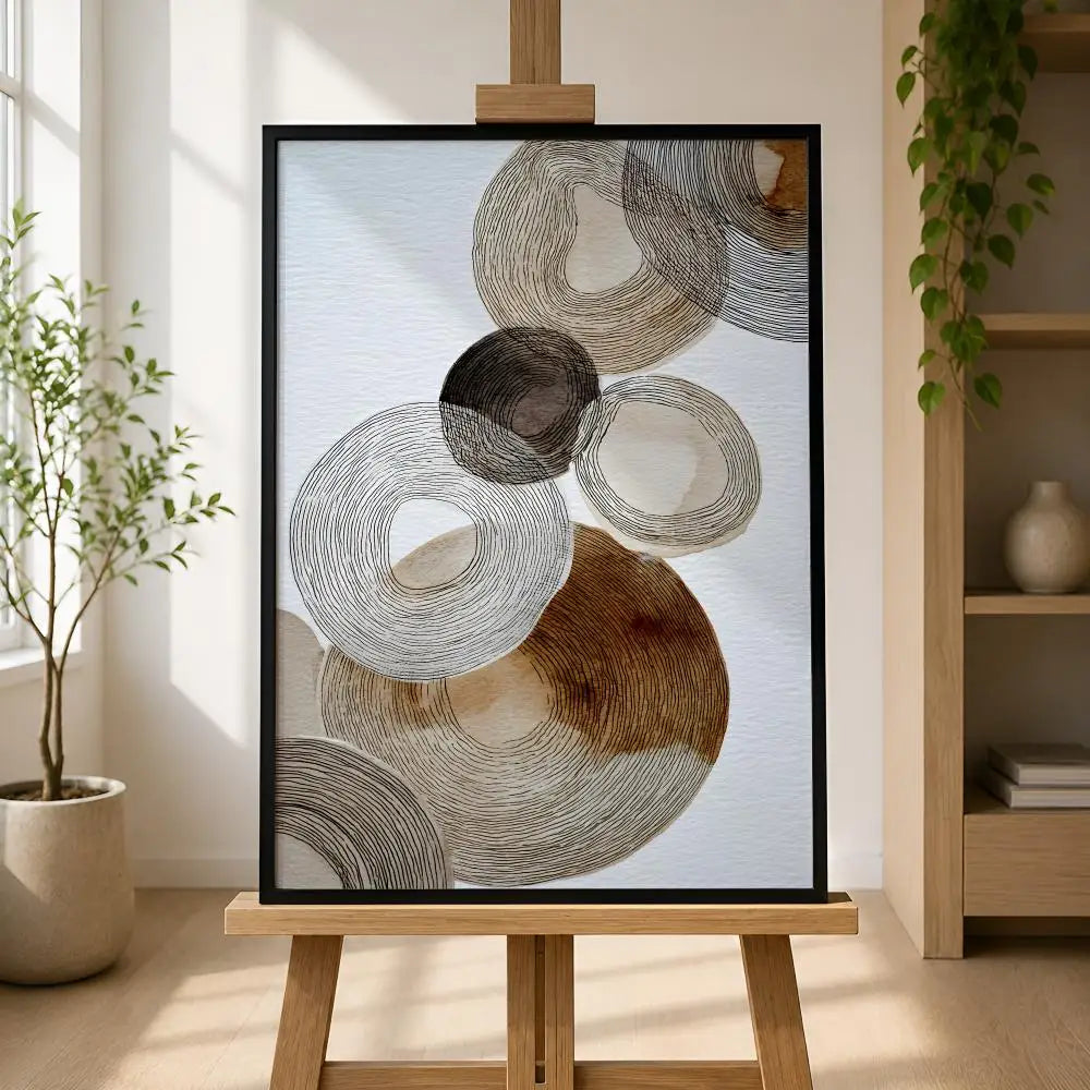 Boho Beige Abstract Self-Adhesive Wall Poster | HD Waterproof Wall Art Poster Axl