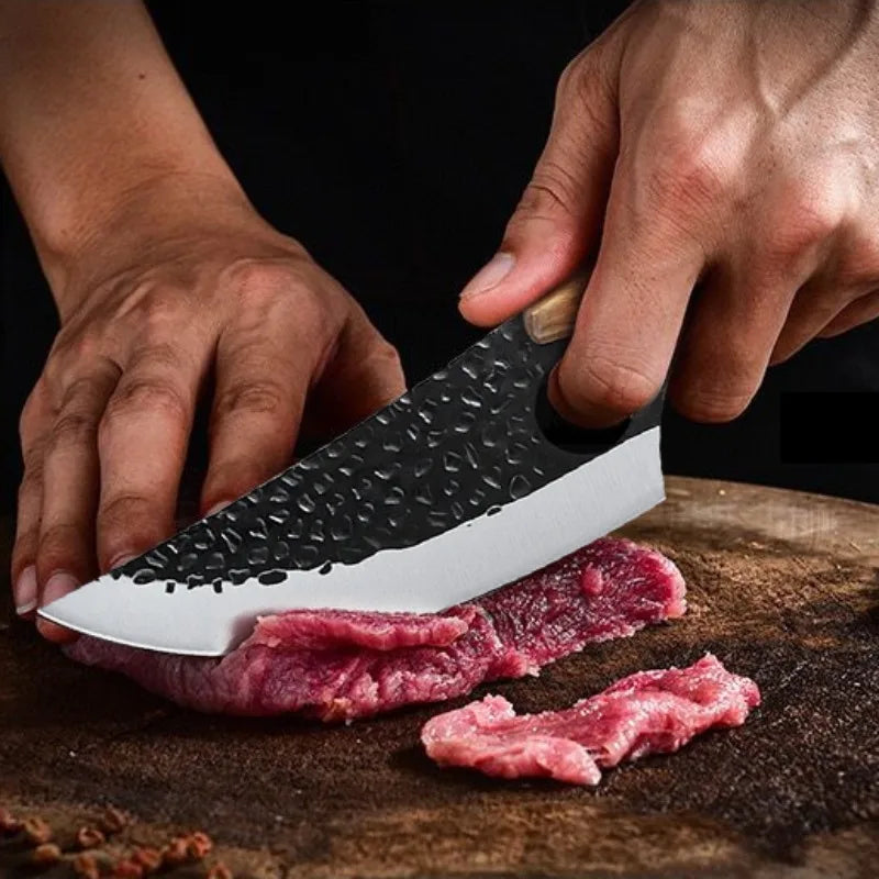 Stainless Steel Meat Cleaver & Chef Knife – Wooden Handle Kitchen Chef Knife Axl
