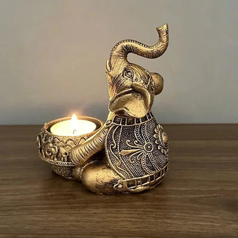 Elephant Trunks Up Tealight Candle Holder – Resin Home Decor Tealight Candle Holder Axl
