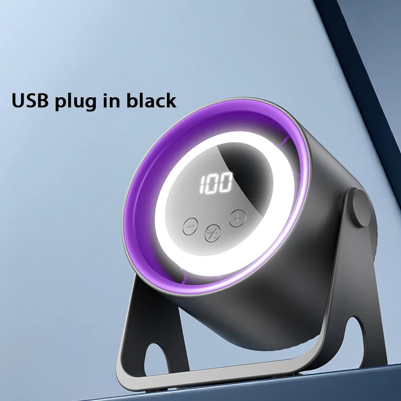 Desktop & Hanging Electric Fan with Night Light | USB Rechargeable Electric Desktop Fan Axl USB plug in black