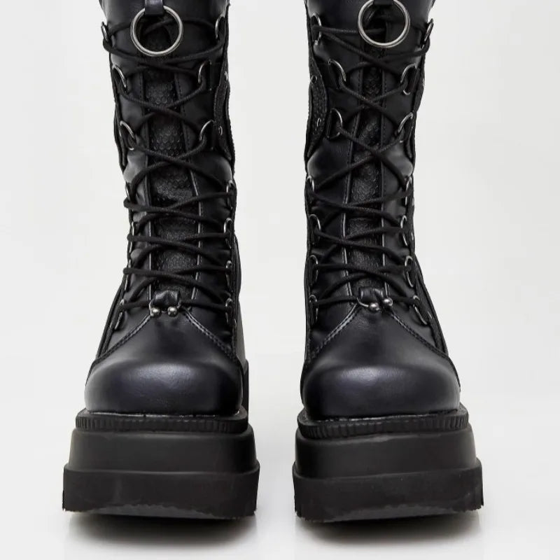 Women's Gothic Platform Boots – Rivet Punk High Heel Wedge Platform Boots Axl