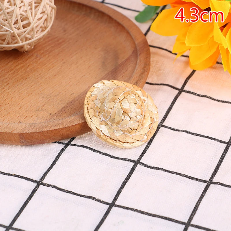 2pcs Mini Hand-Woven Straw Hats – Doll & DIY Craft Accessories Doll Accessories Axl 4.3cm