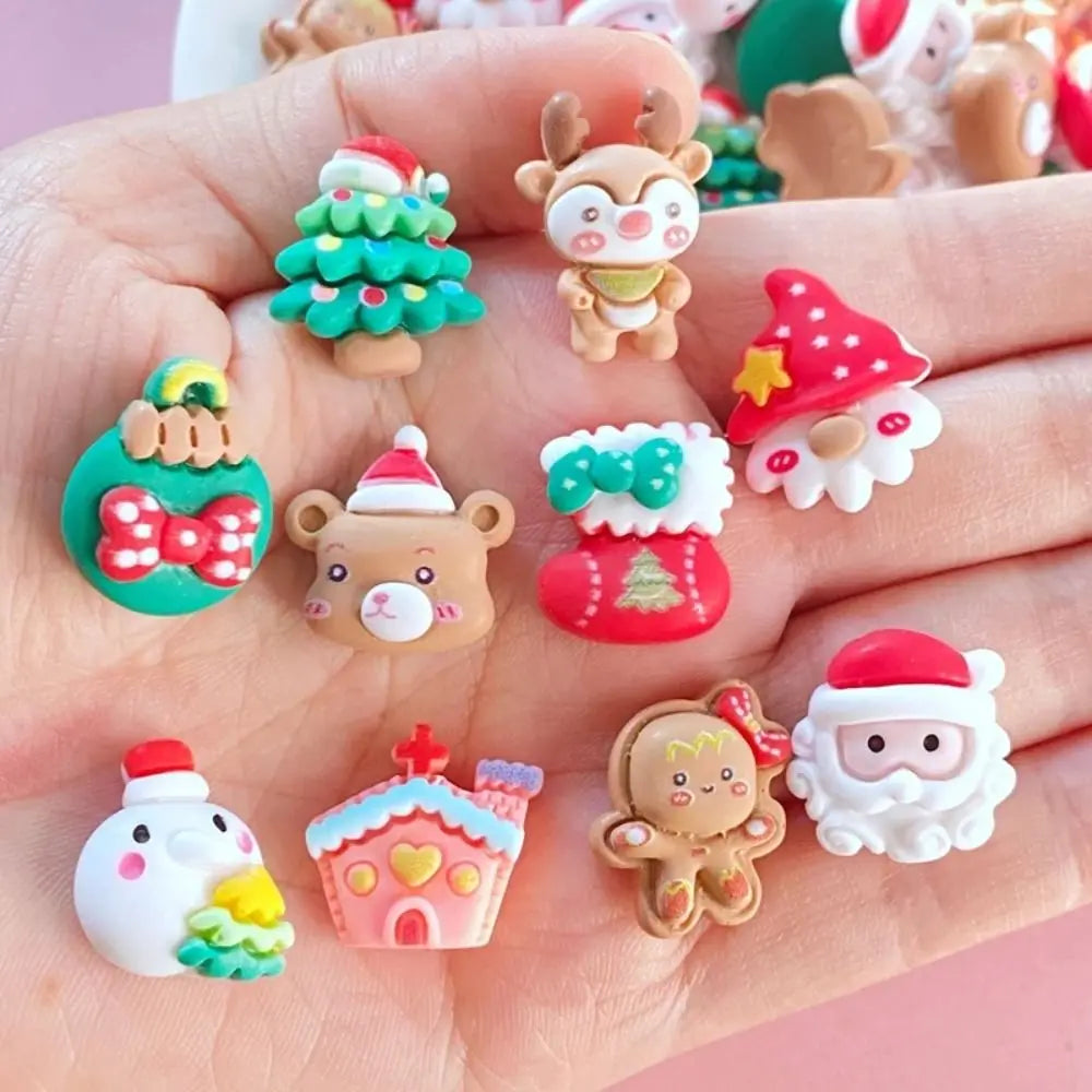 10-Pc Mini Christmas Resin Flatback Cabochons for DIY Crafts Resin Craft Cabochons Axl