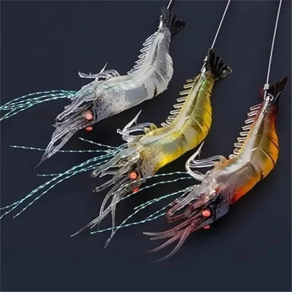 Luminous Soft Shrimp Fishing Lure 9cm Sinking Bait with Hook Soft Fishing Lure Axl