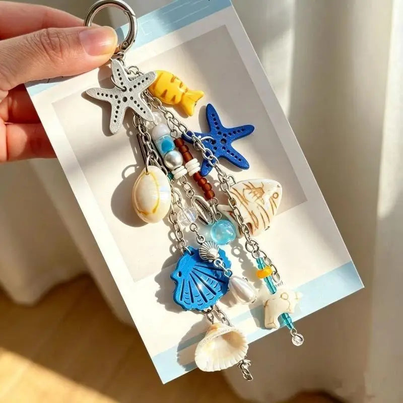 Shell Starfish Keychain – Ocean Beach Bag Charm for Women Bag Charm Keychain Axl