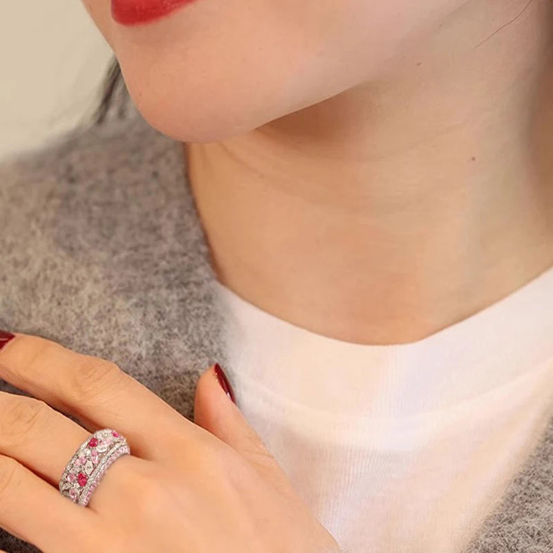Huitan Colorful Sparkling CZ Women's Fashion Ring | Sizes 5–14 Fashion CZ Ring Axl