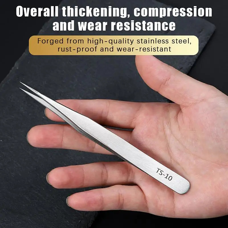 6-Piece Stainless Steel Tweezers Set – Bent & Straight Tips Precision Tweezers Set Axl