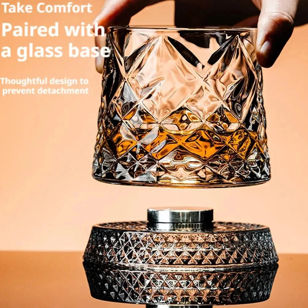 KEMORELA 2-Pack Rotating Whiskey Glasses | 360° Crystal Set Whiskey Glass Set Axl