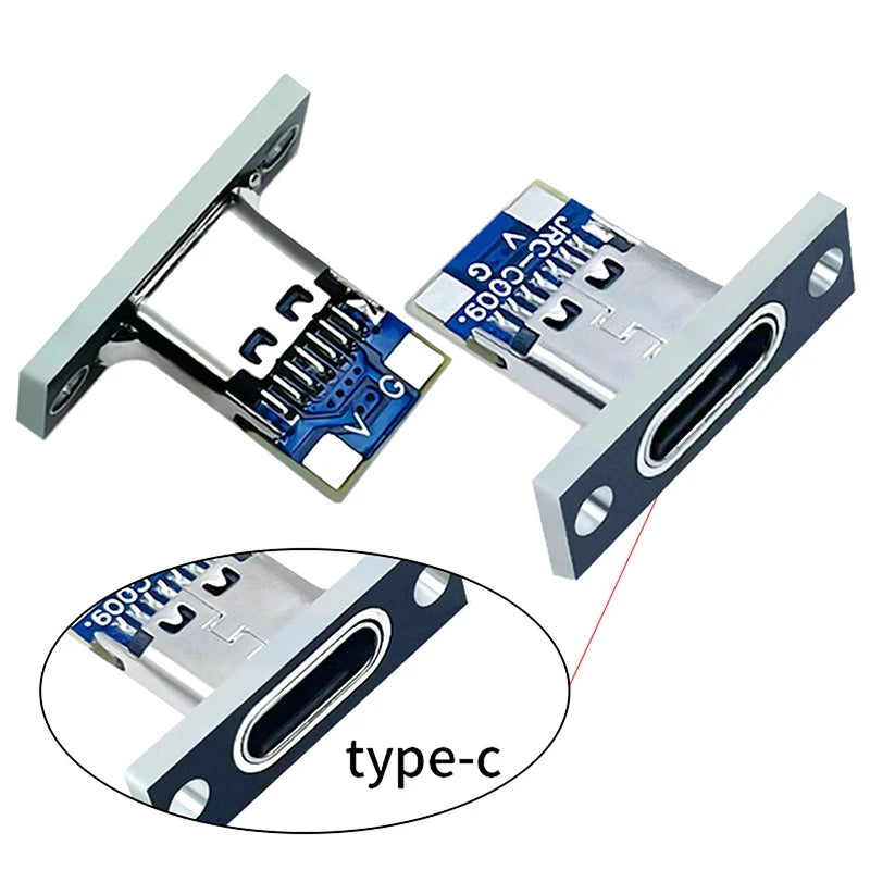 5-Pack USB 3.1 Type-C Female Socket Connector with Screw Plate USB-C Connector Socket Axl
