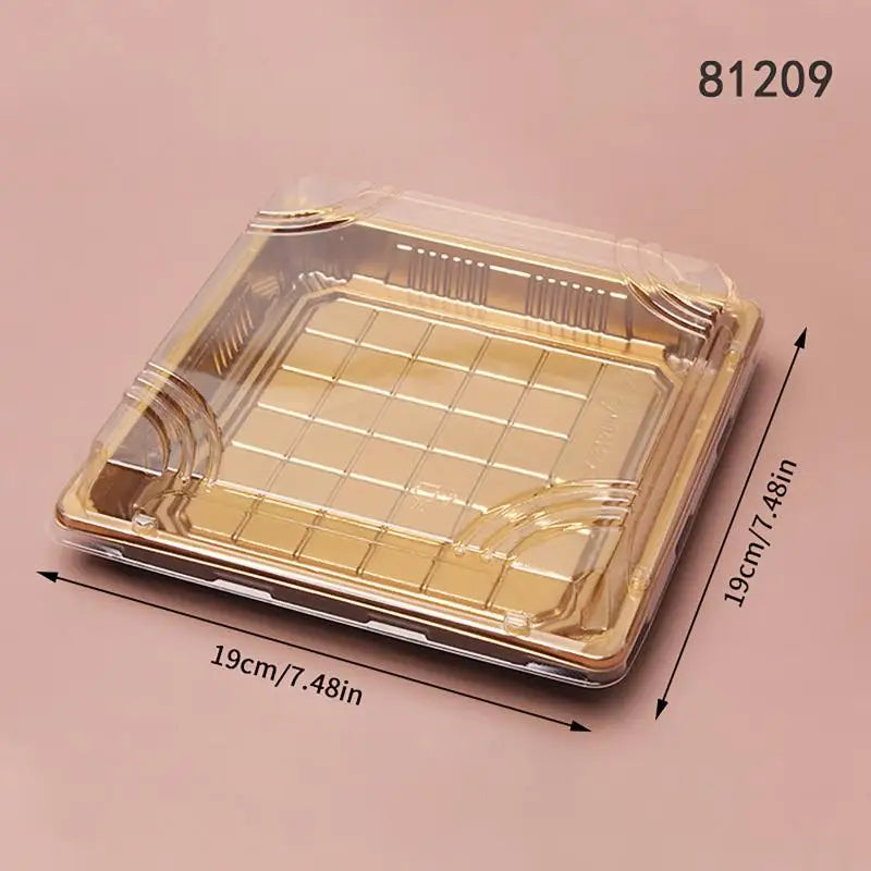 10 Pcs Disposable Sushi Boxes with Lids – PET Takeaway Pack Disposable Food Containers Axl 1209 Gold