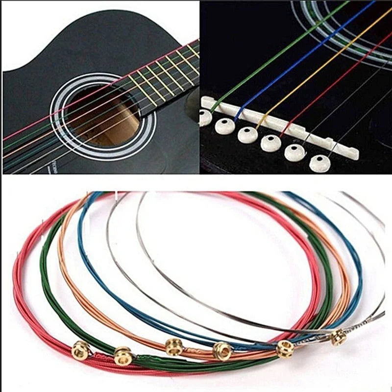 Rainbow Colorful Guitar Strings – 6 Pcs Acoustic & Folk Set Guitar Strings Axl