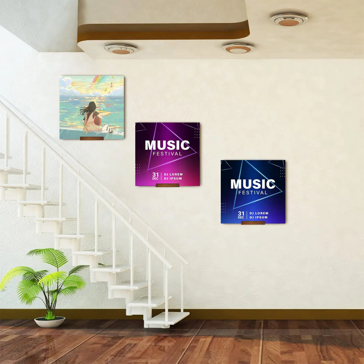 6-Pack Wall Mounted Vinyl Record Shelf – Rustic Bamboo Wall Record Shelf Axl