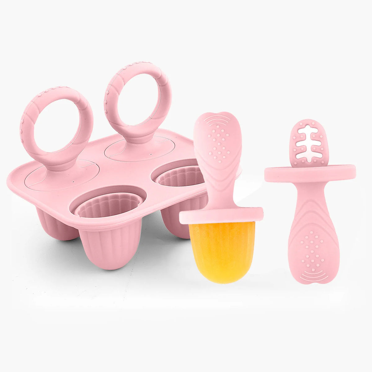 4-Cavity Silicone Baby Popsicle Mold – DIY Ice Cream Stick Mold Popsicle Mold Axl Light pink