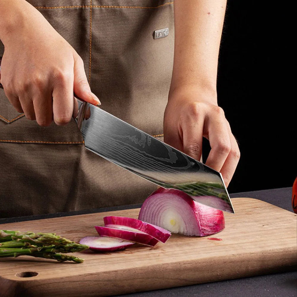 InLeung Damascus Chef Knife – Sharp Wood Handle Kitchen Knife Damascus Chef Knife Axl