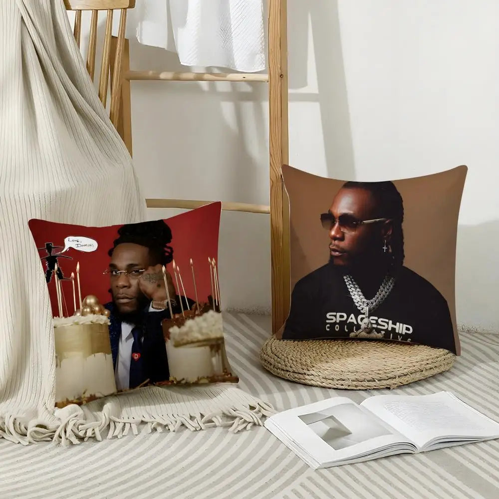 Burna Boy Linen Cushion Cover | Breathable Pillowcase Hidden Zip Decorative Pillow Cover Axl