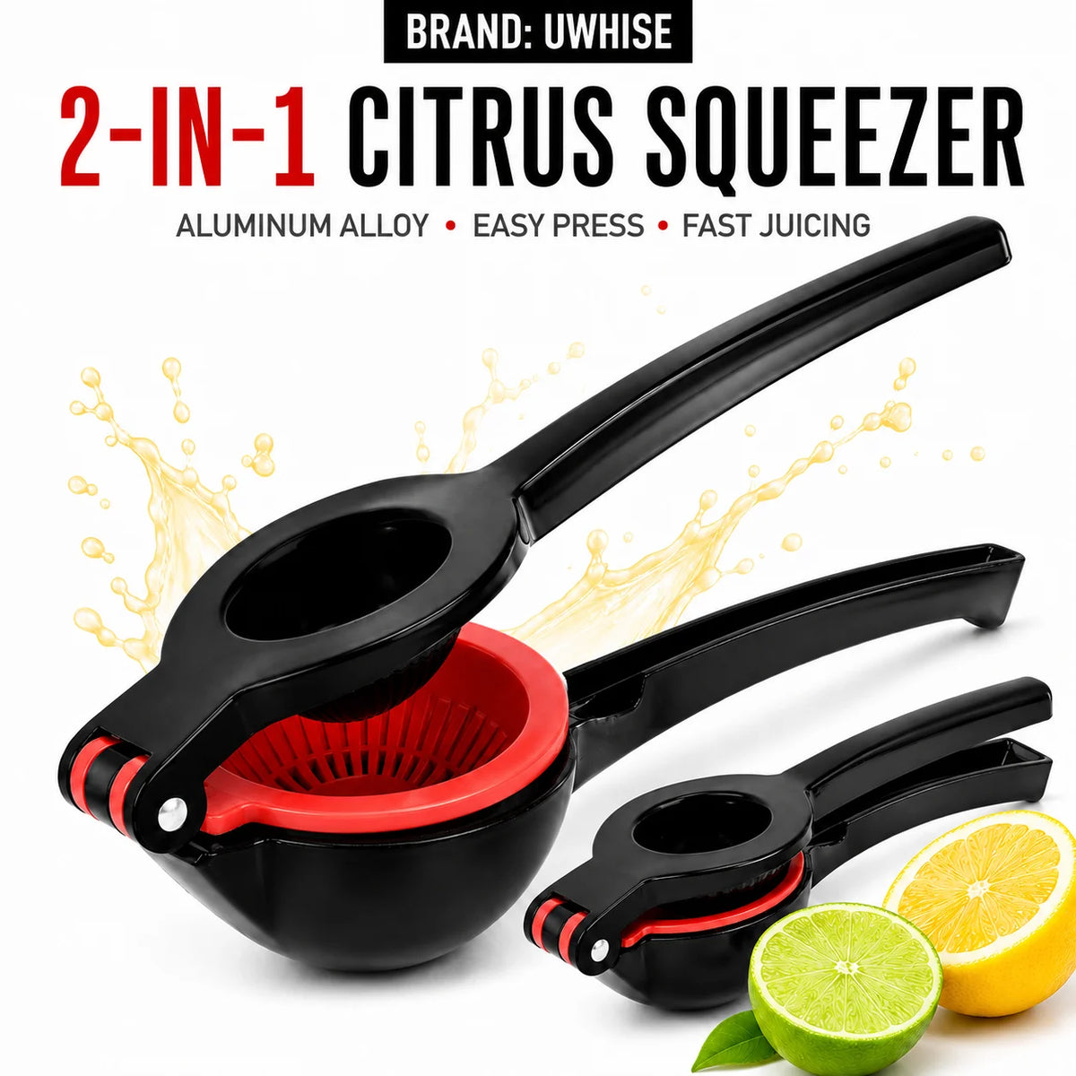 Uwhise 2-in-1 Heavy Duty Metal Lemon Squeezer & Citrus Juicer Citrus Juicer Press Axl