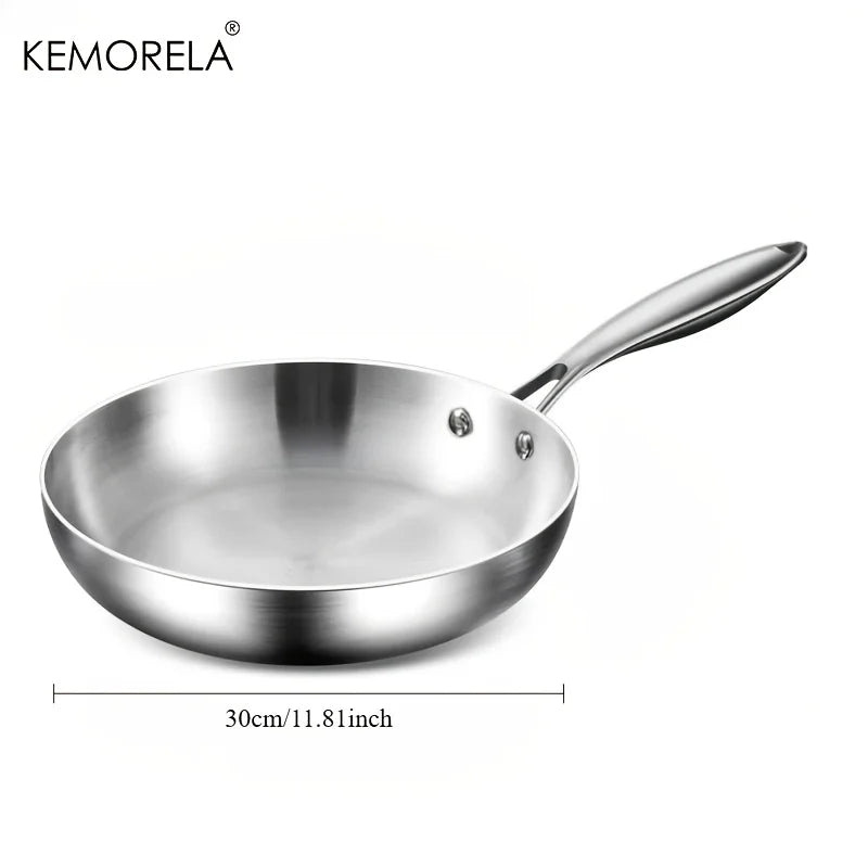 KEMORELA 316 Stainless Steel Frying Pan – Mirror Polished Stainless Steel Frying Pan Axl 30cm