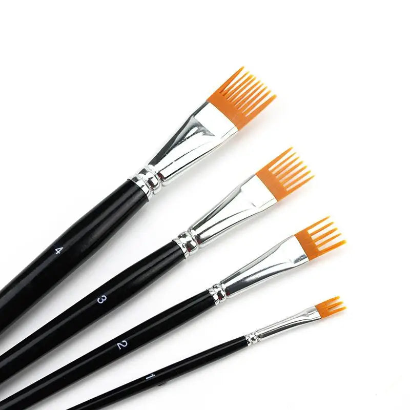 4-Piece Serrated Paint Brush Set – Watercolor & Oil Art Art Paint Brush Set Axl
