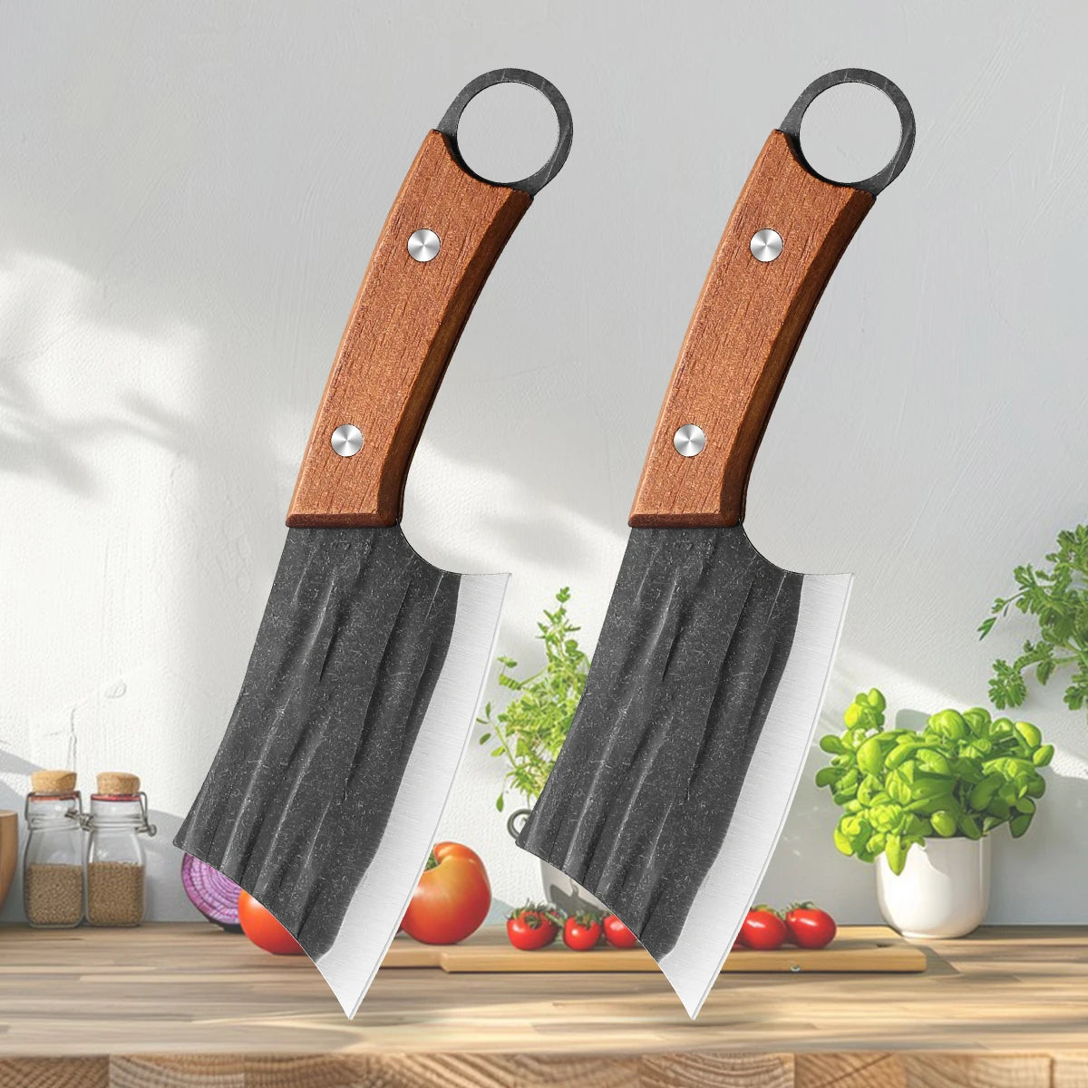 SHENJIU Forged Stainless Steel Kitchen Knife – Multi-Use Kitchen Knife Axl 2pcs B