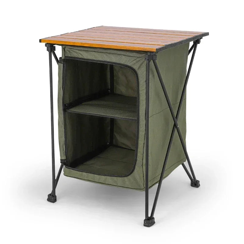 Folding Outdoor Camp Cabinet – Oxford Cloth BBQ Storage Table Folding Camp Cabinet Axl