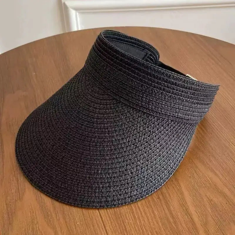 Women's Foldable Wide Brim Straw Sun Hat | UV Beach Travel Straw Sun Hat Axl black-1pc