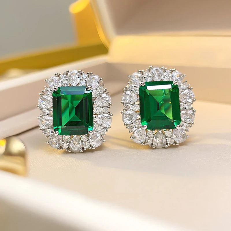 Huitan Green Cubic Zirconia Stud Earrings – Women's Jewelry Stud Earrings Axl