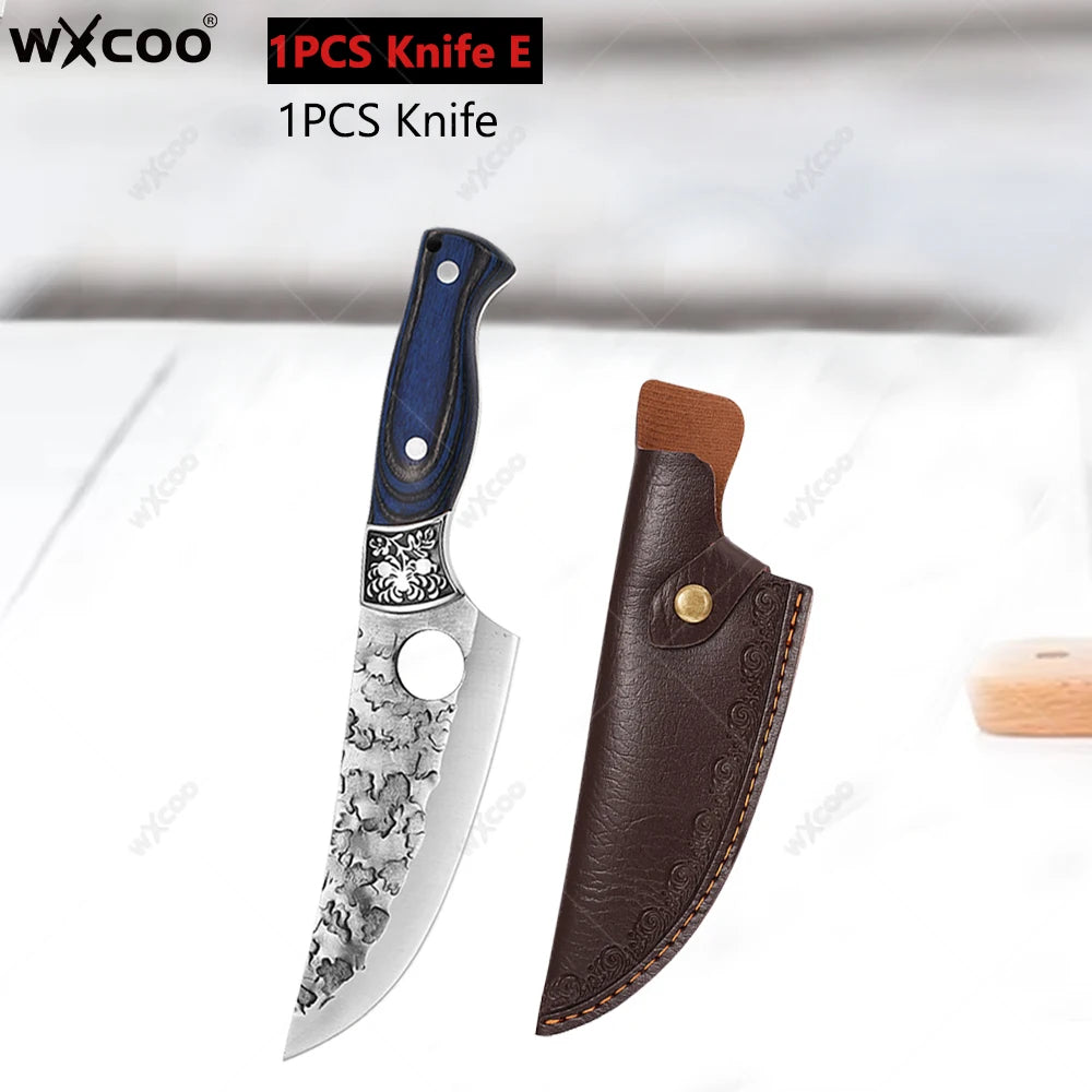 WXCOO Forged Stainless Steel Chef Knife Set with Cover Kitchen Knife Set Axl Knife E
